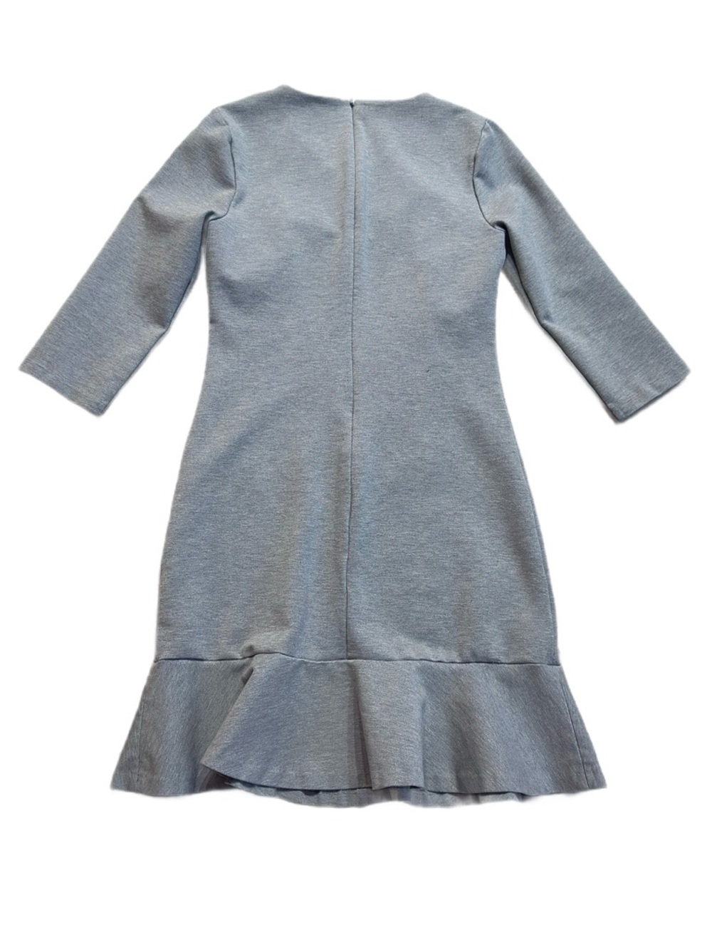 BANANA REPUBLIC ~ Heather Gray Ruffle-Hem 3/4 Length Sleeve Dress - Picture 9 of 10